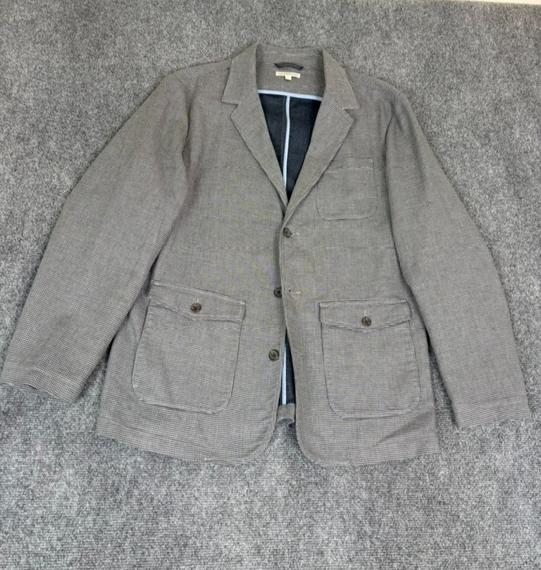 Carbon 2 Cobalt Blazer Sport Coat Men’s Gray Houndstooth 3 button Size L