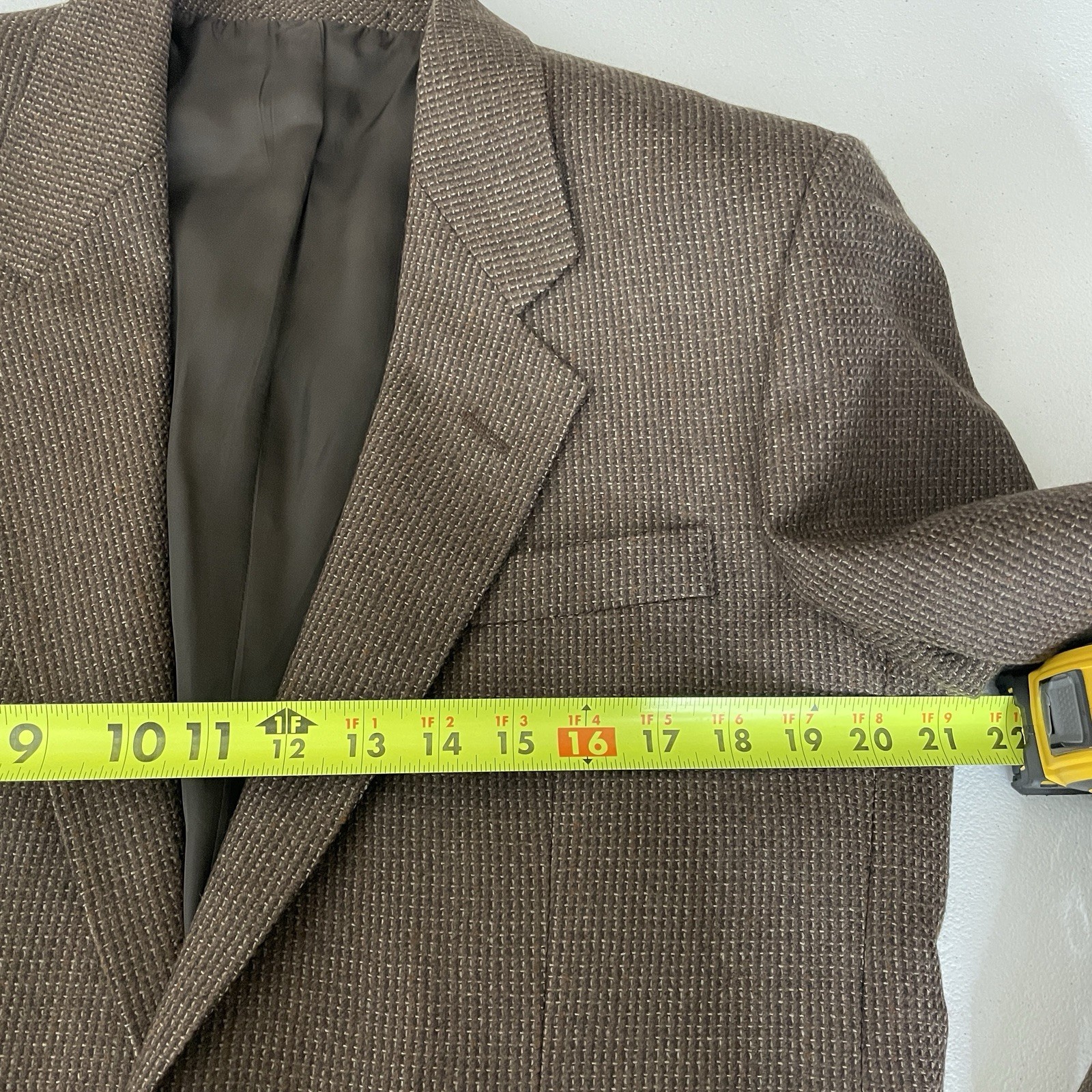 Kosins Blazer Jacket Mens 40S Brown Extrafine Merino Wool Leather Buttons
