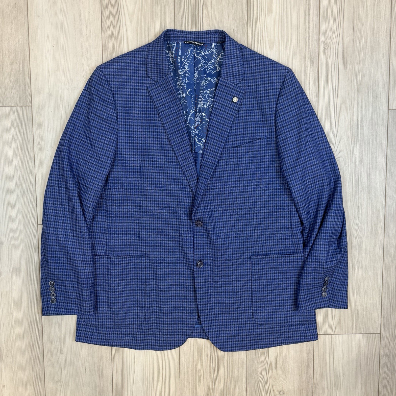 Nautica Mens Jensen Modern-Fit Check Stretch Blazer Navy/Marine, 48L