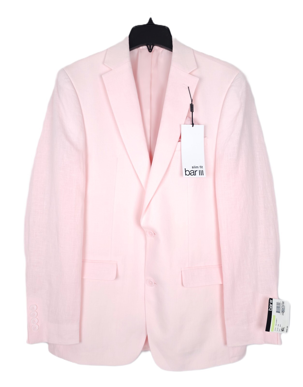 Bar III Mens Slim Fit Linen Sport Coat Blazer 40S Light Pink Solid NWT