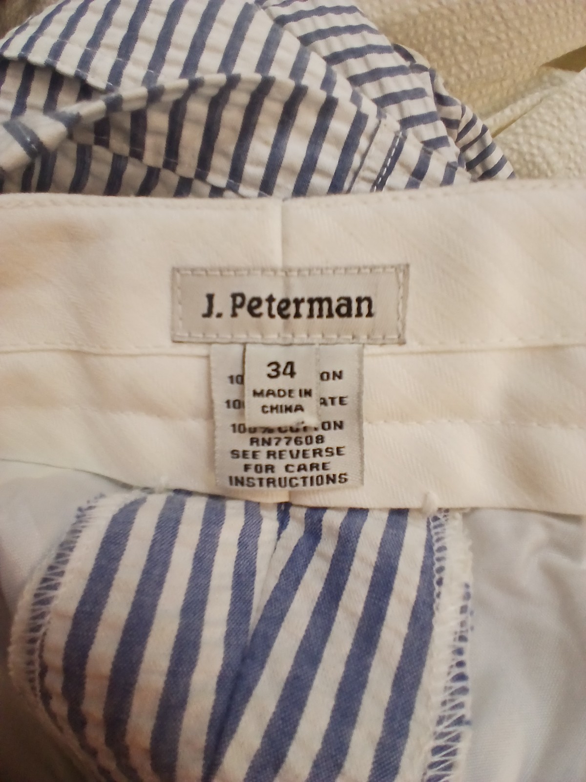 J. Peterman Seersucker Suit Jacket And Pants 100% Cotton