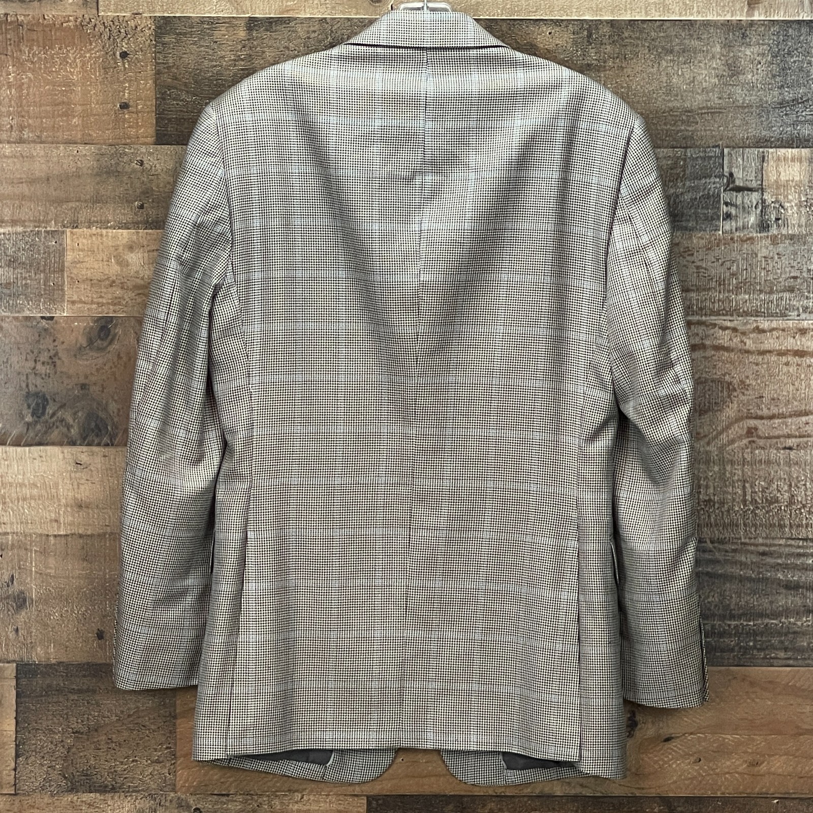 Jos A Bank Sport Coat Suit Jacket Mens 35R Gray Black Check Silk Wool Blazer
