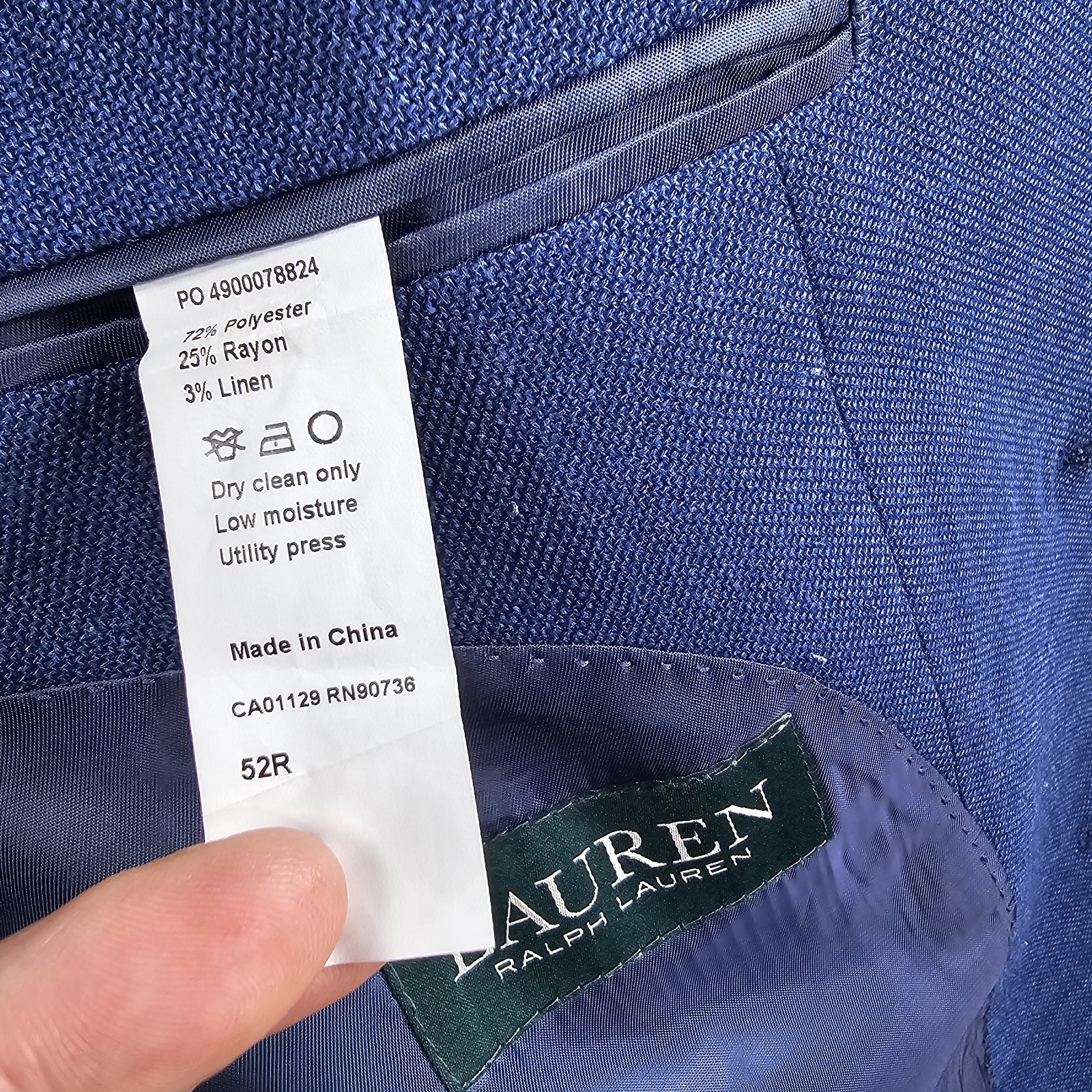 Ralph Lauren LRL Blazer Men’s 52R Sport Coat Jacket Polyester Linen Blend Blue