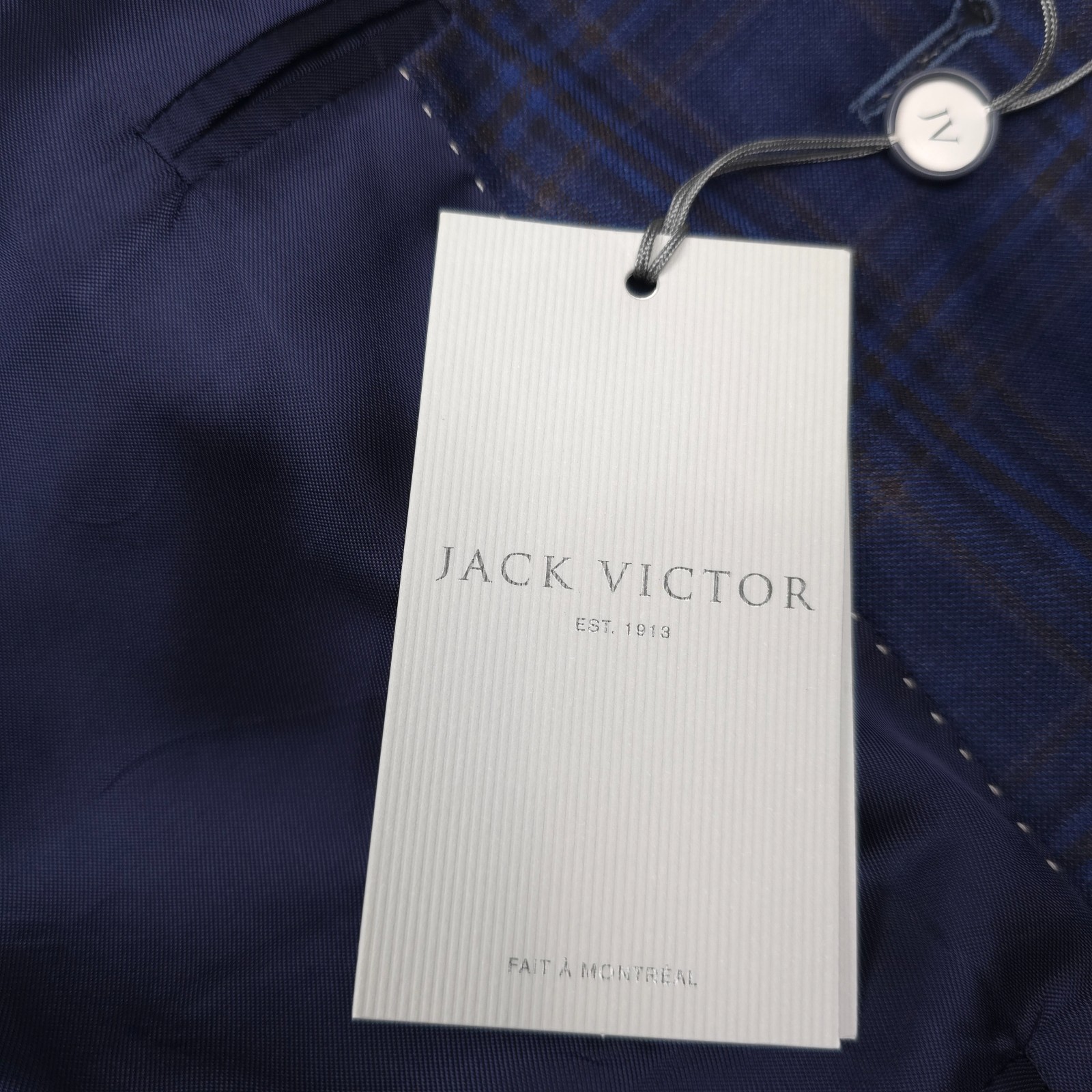 Jack Victor Midland Sport Coat Mens 42S Blue Super 130s Wool Plaid Blazer Jacket