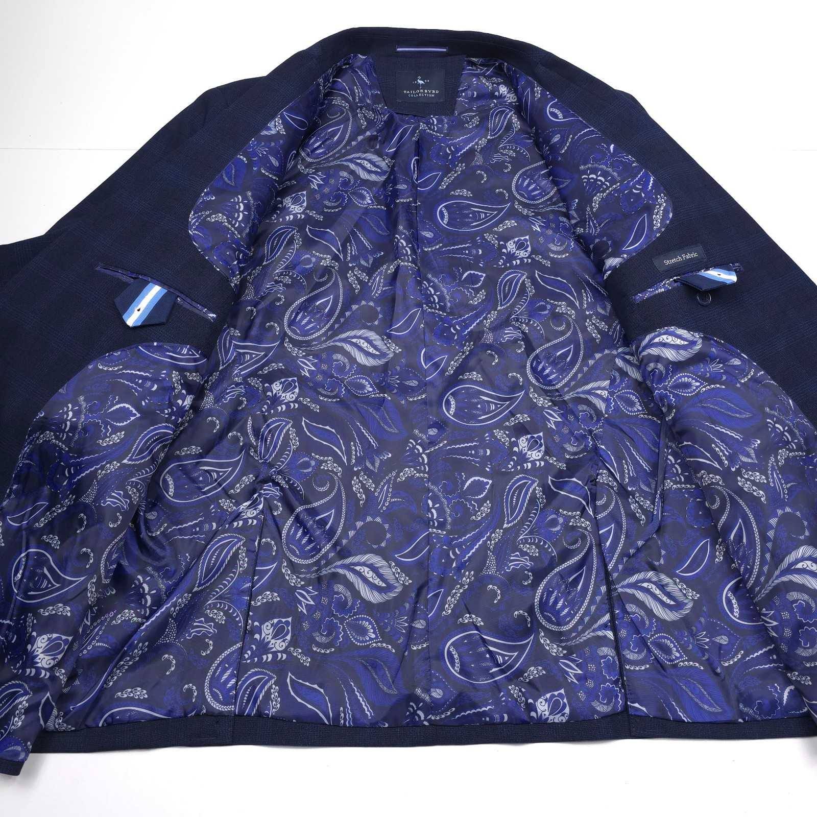 Tailorbyrd Signature Sport Coat Mens Size 46R Navy Blue Glen Plaid Blazer Jacket