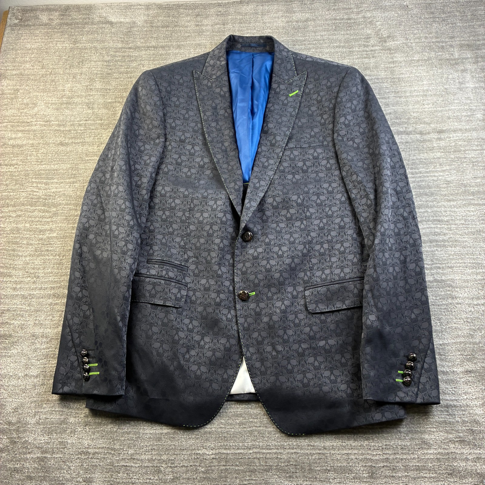 Maceoo Jacket Mens 42 Gray Jacquard Beethoven Skull Sport Coat Blazer