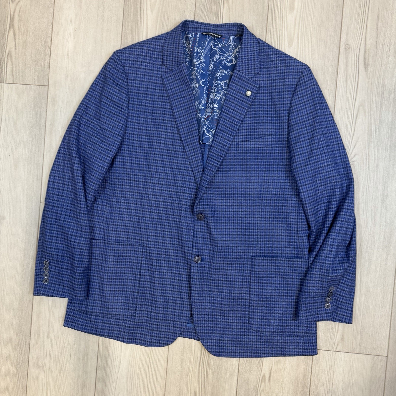 Nautica Mens Jensen Modern-Fit Check Stretch Blazer Navy/Marine, 48L