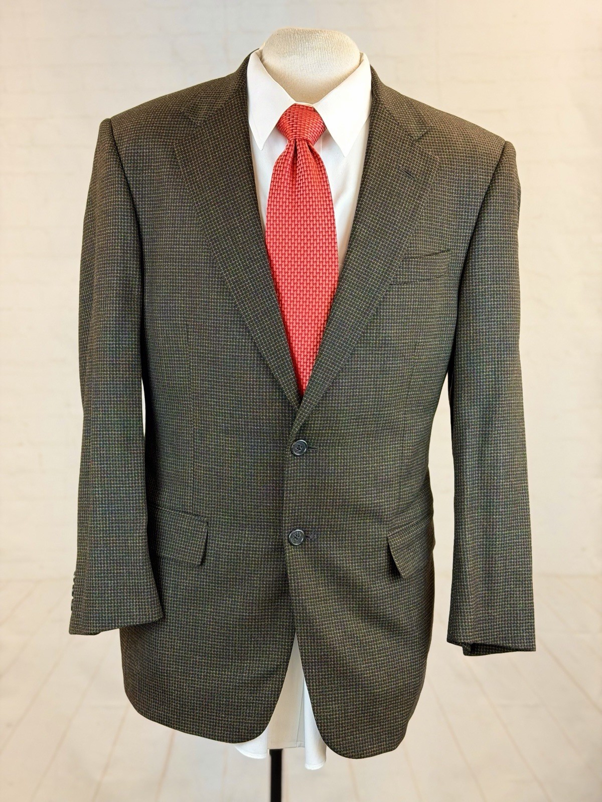 Loro Piana Men’s Dark Drown Geometric Pattern 100% Wool Blazer 40R Slim Fit
