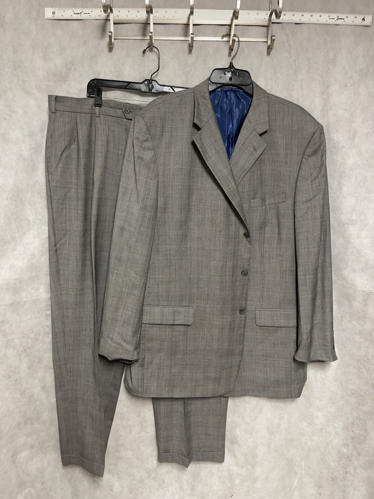 Paul Fredrick Suit Men 50XL Gray Glen Plaid 3B Cashmere Wool Academia 42×33 Luxe