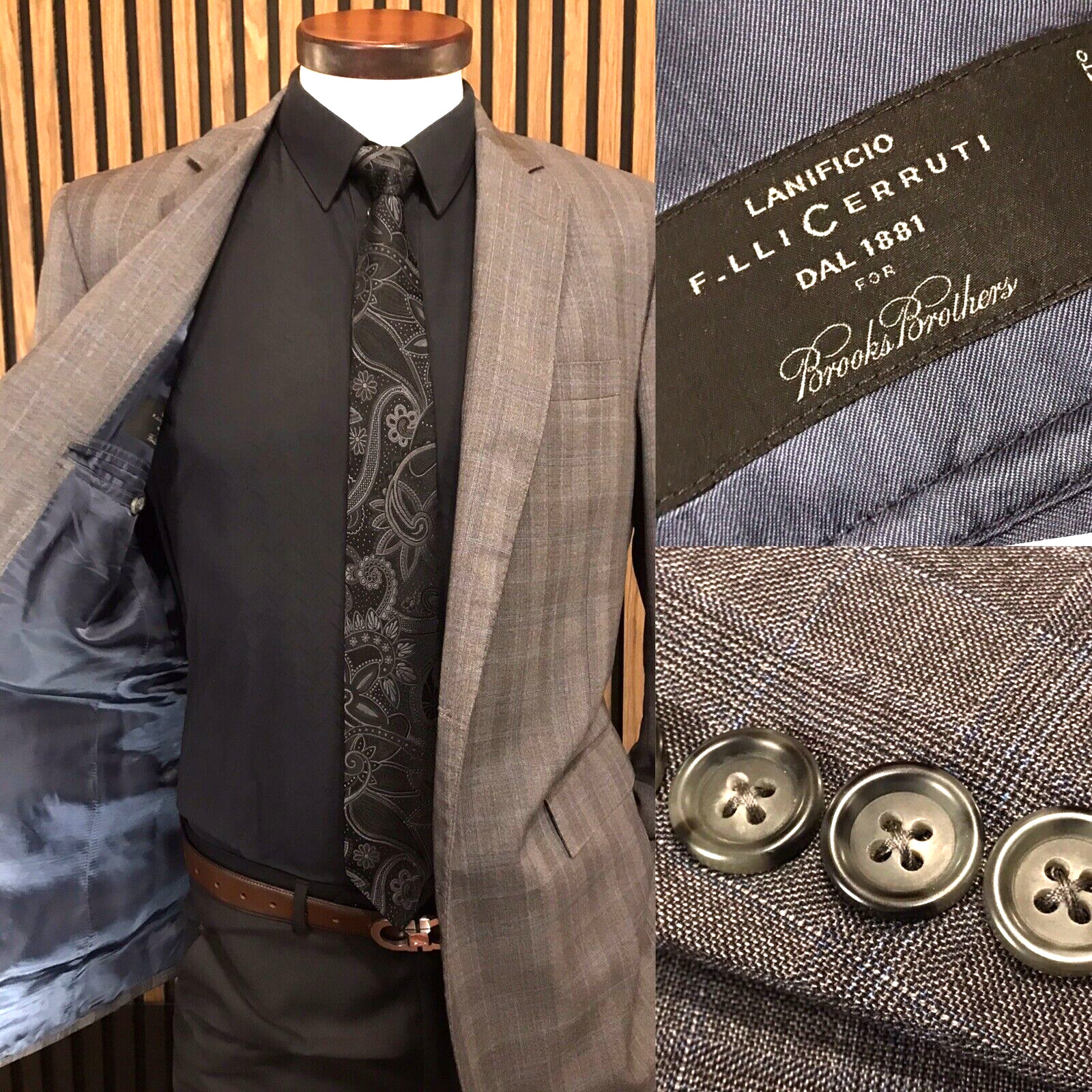 Brooks Brothers 1818 CERRUTI WOOL 42L Regent PLAID Sport Coat Blazer Jacket 42