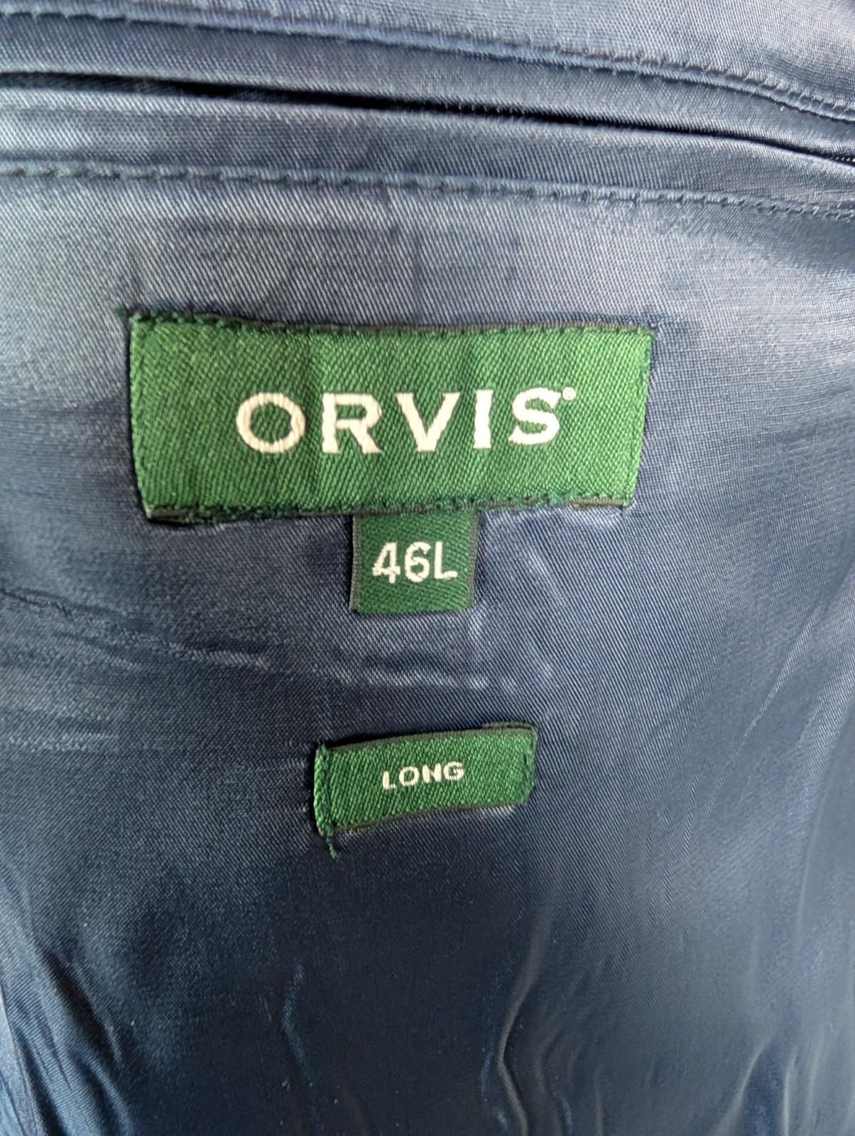 ORVIS 3 Roll 2 Hopsack Blazer Jacket Sz 46L Navy Blue Patch Pocket