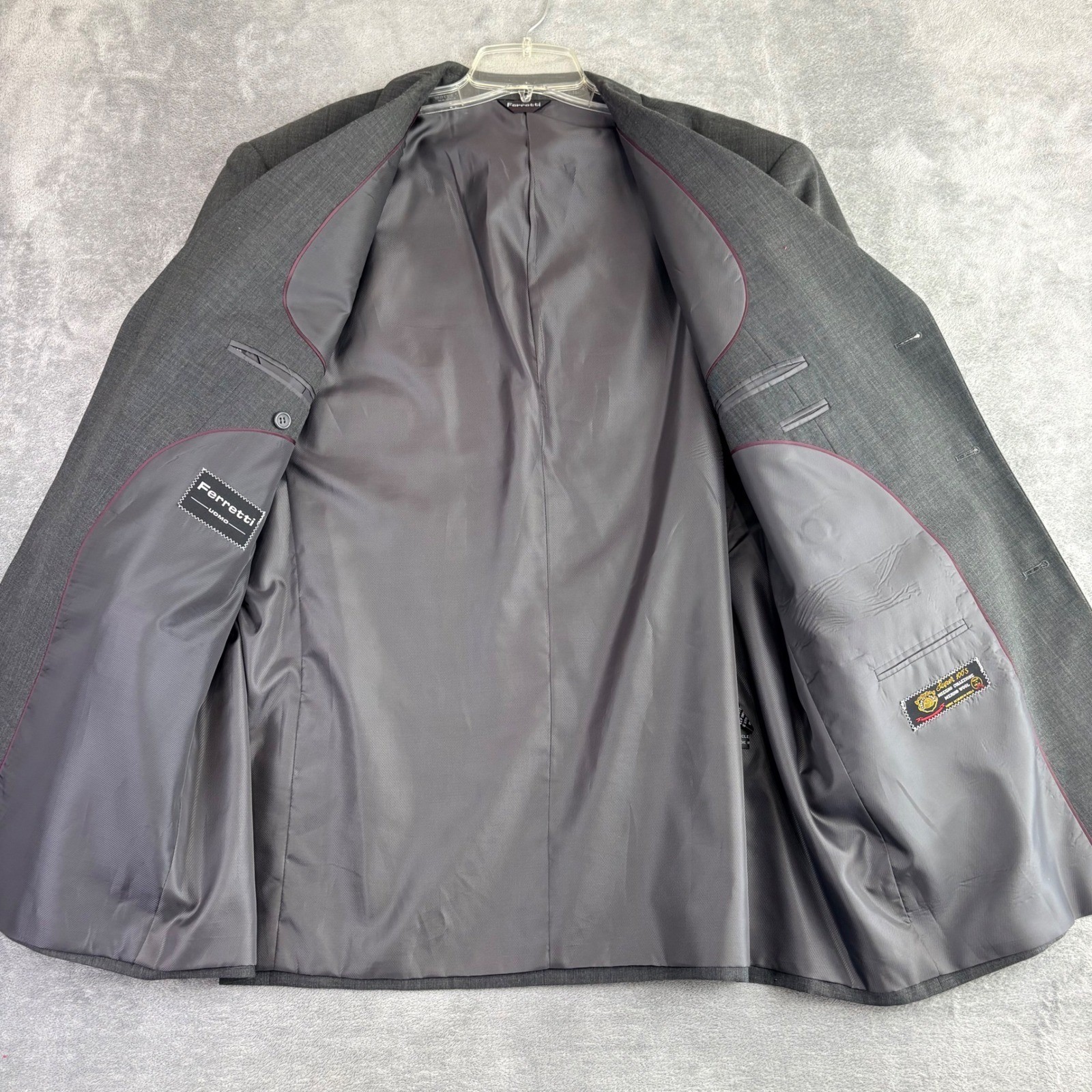 Ferretti Uomo Mens 48R Charcoal Gray Super 100s Merino Wool Blazer Jacket