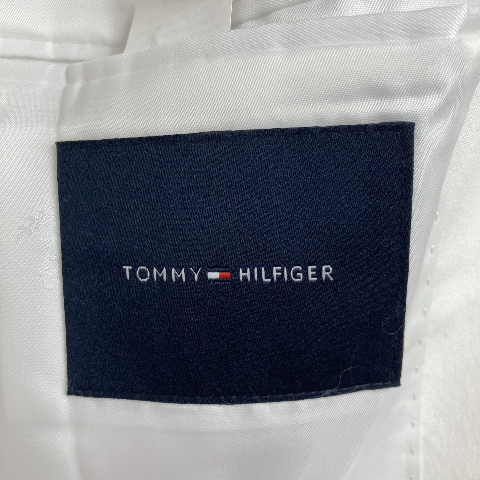 Tommy Hilfiger Mens Modern fit Suit Jacket Black 44L White Solid Stretch