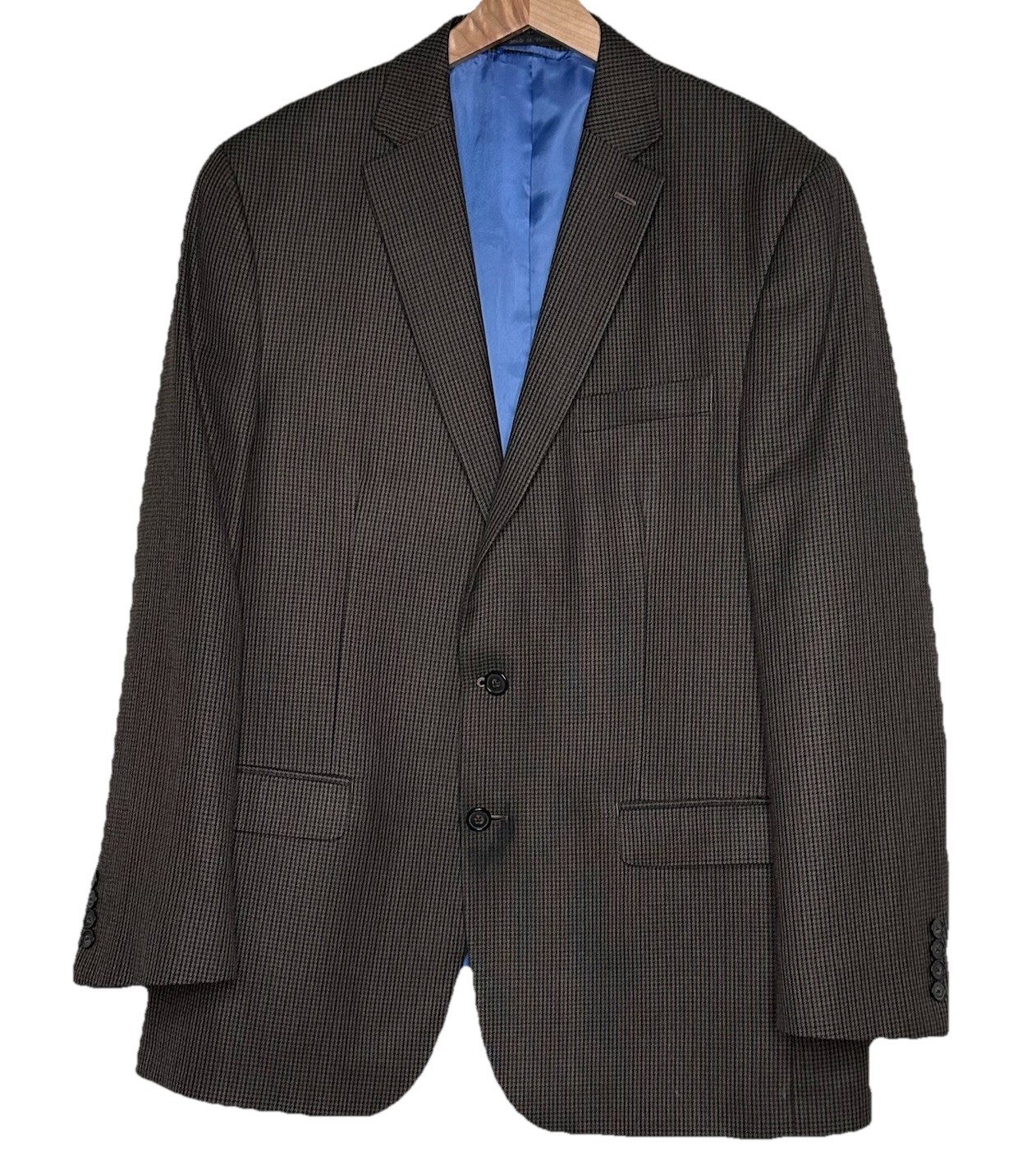 Chaps Ralph Lauren Mens 44L Blazer Brown Beige Check Tweed Sport Coat Preppy