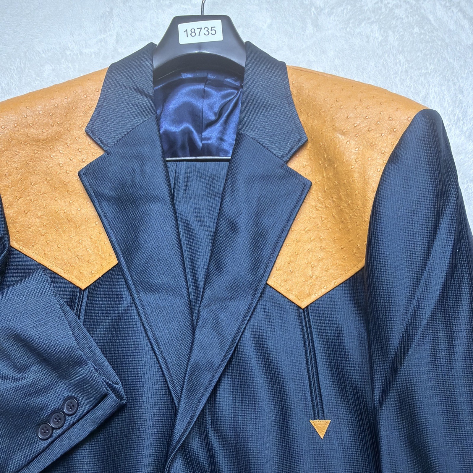 Western Chalino Sanchez Style Blue Suit 70s Rockabilly Jacket Pants Mens 48 40