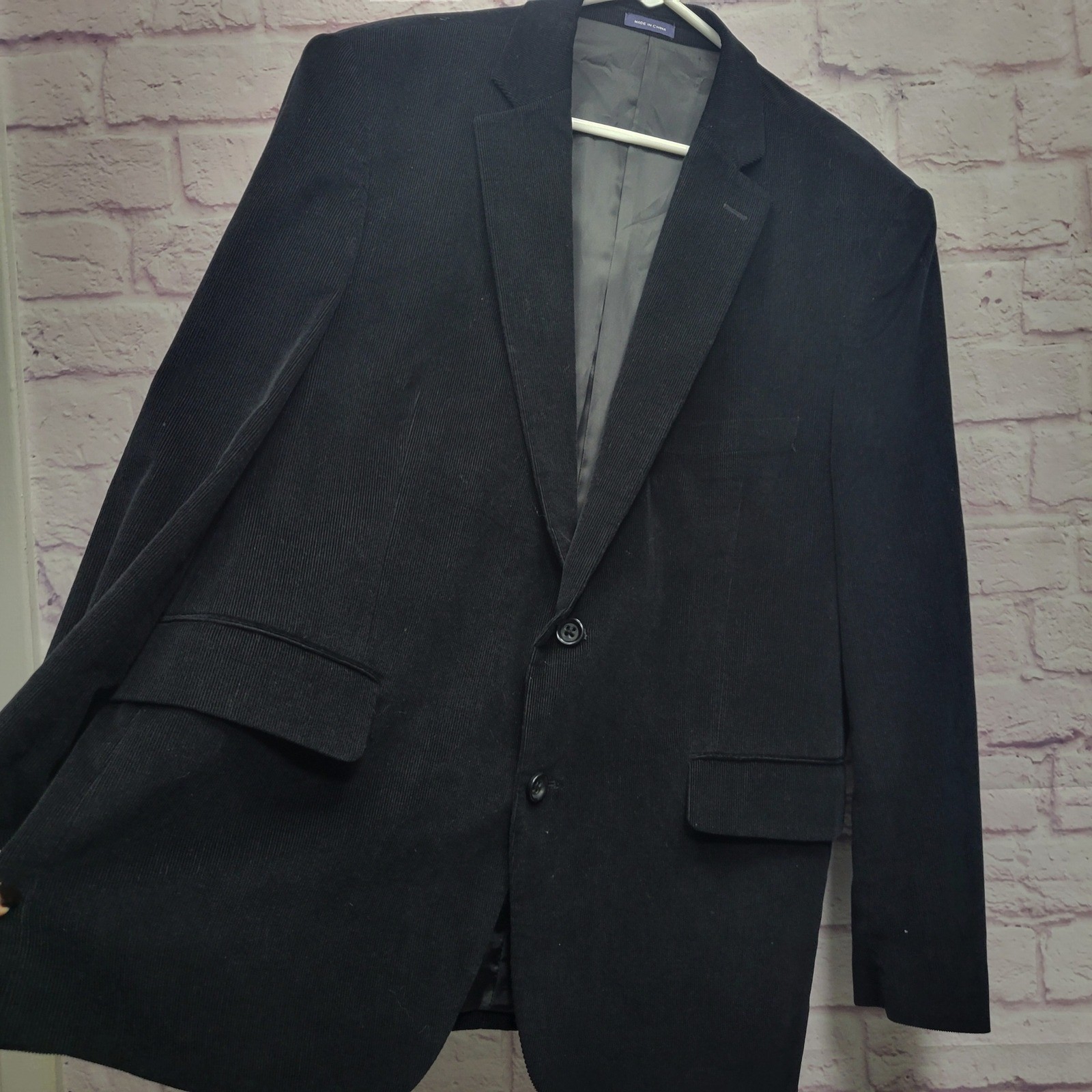 VTG Stafford Corduroy Black Sport Coat 46S Preppy Dark Academia Retro Business