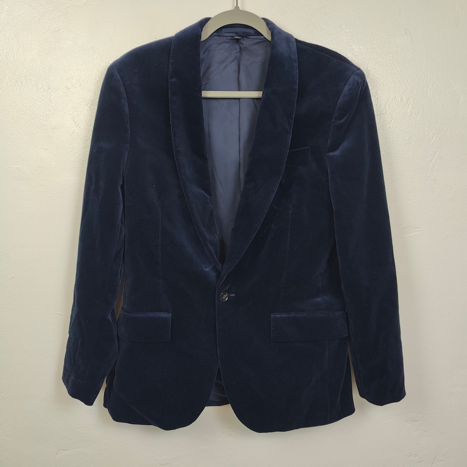 J.Crew Ludlow Velvet Blazer Mens 36S Navy Blue Preppy Slim Holiday Dapper