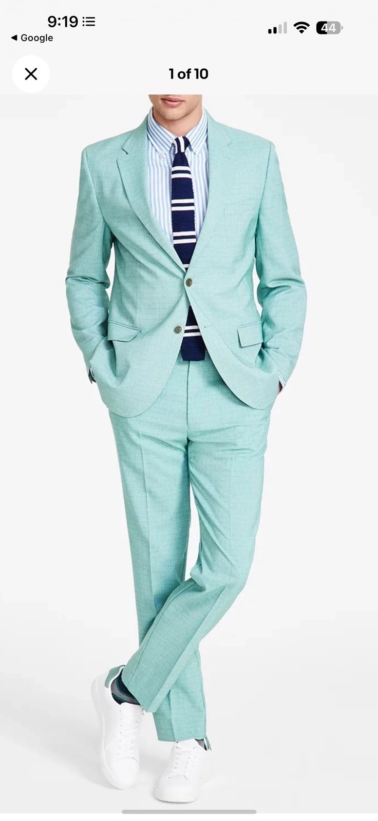 Nautica Men’s Modern-Fit Seasonal Cotton Stretch Suit – Mint, 42R