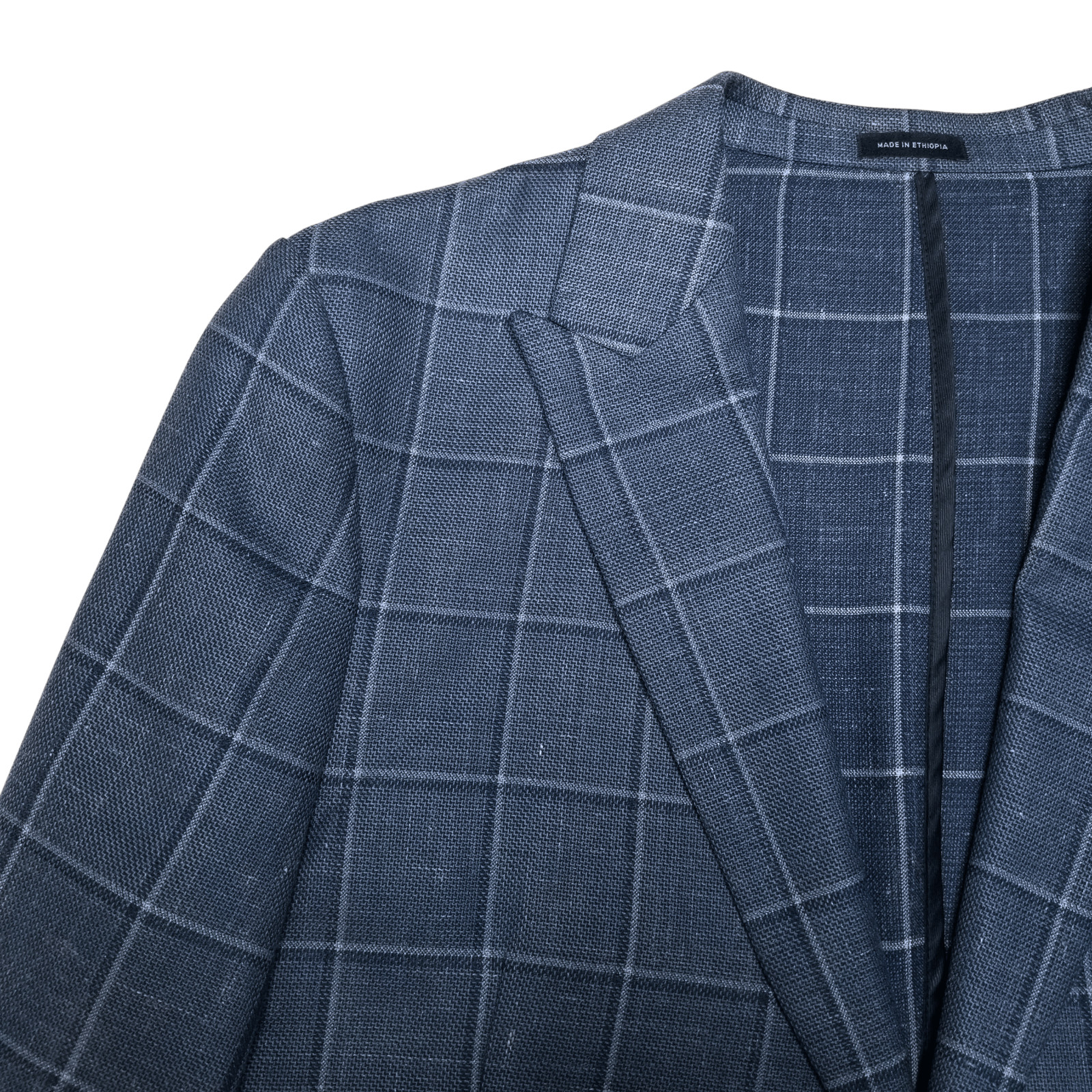 Stafford Mens Unstructured Unlined Lite Blazer 42S Blue Windowpane Sport Coat
