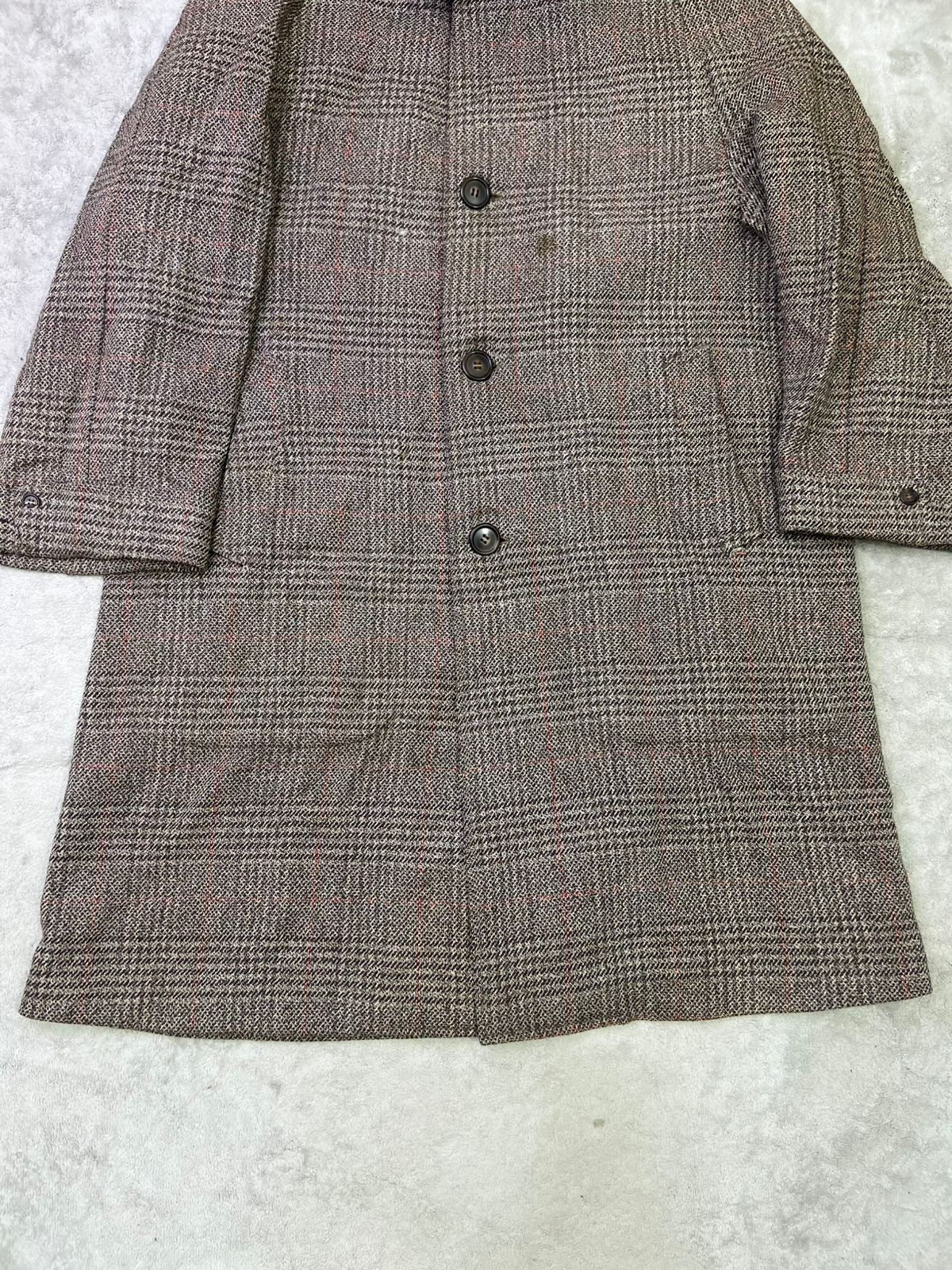 Warmth Worsted Twist Wool Check Overcoat Coat 38R