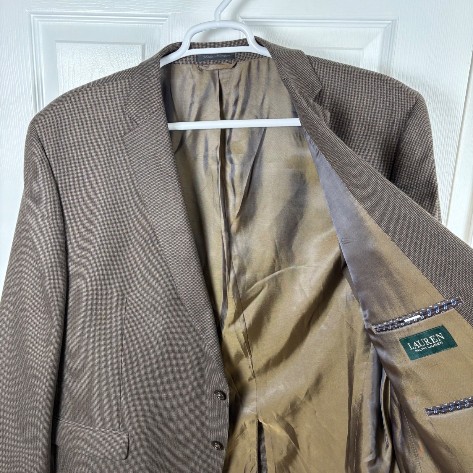 Lauren Ralph Lauren Blazer Men’s 52R Brown Micro Houndstooth Sport Coat 2-Button