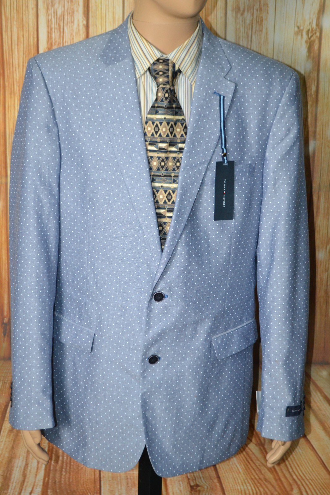 New Tommy Hilfiger Men’s 100% Cotton Dot 2 Front Button Sports Coat Sz 44L