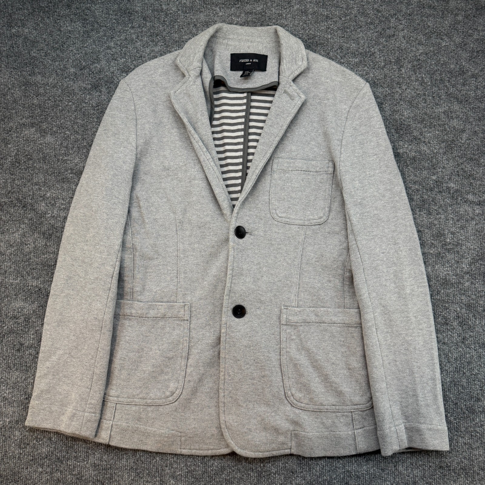 Porter & Ash Blazer Mens M Gray Knit Casual Cotton Sport Coat Two Button Up