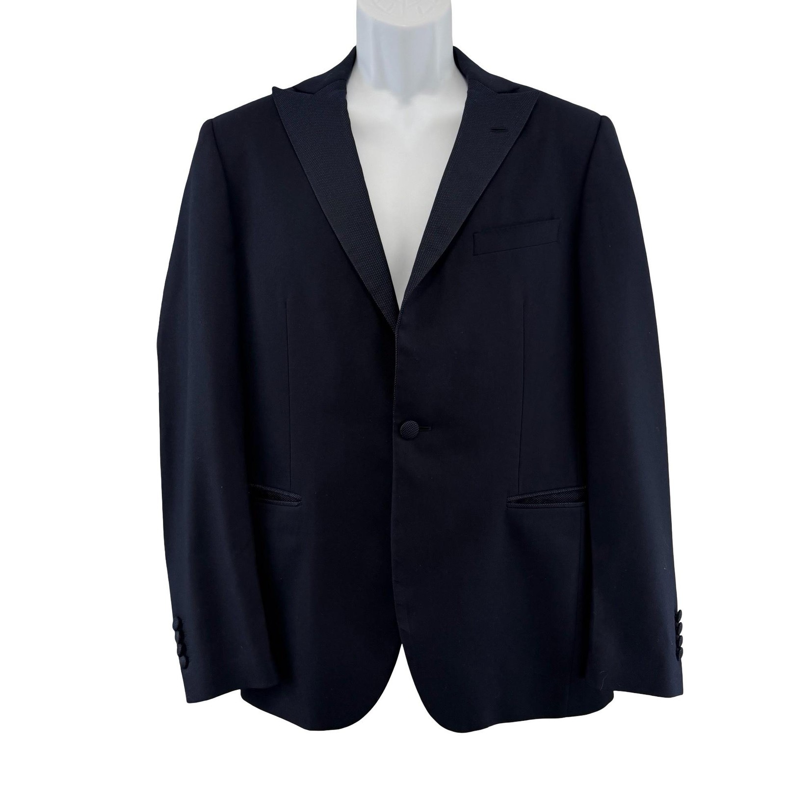 Lardini Tuxedo Jacket Mens 38 Blue Wool Silk One Button Peak Lapel Italy Formal