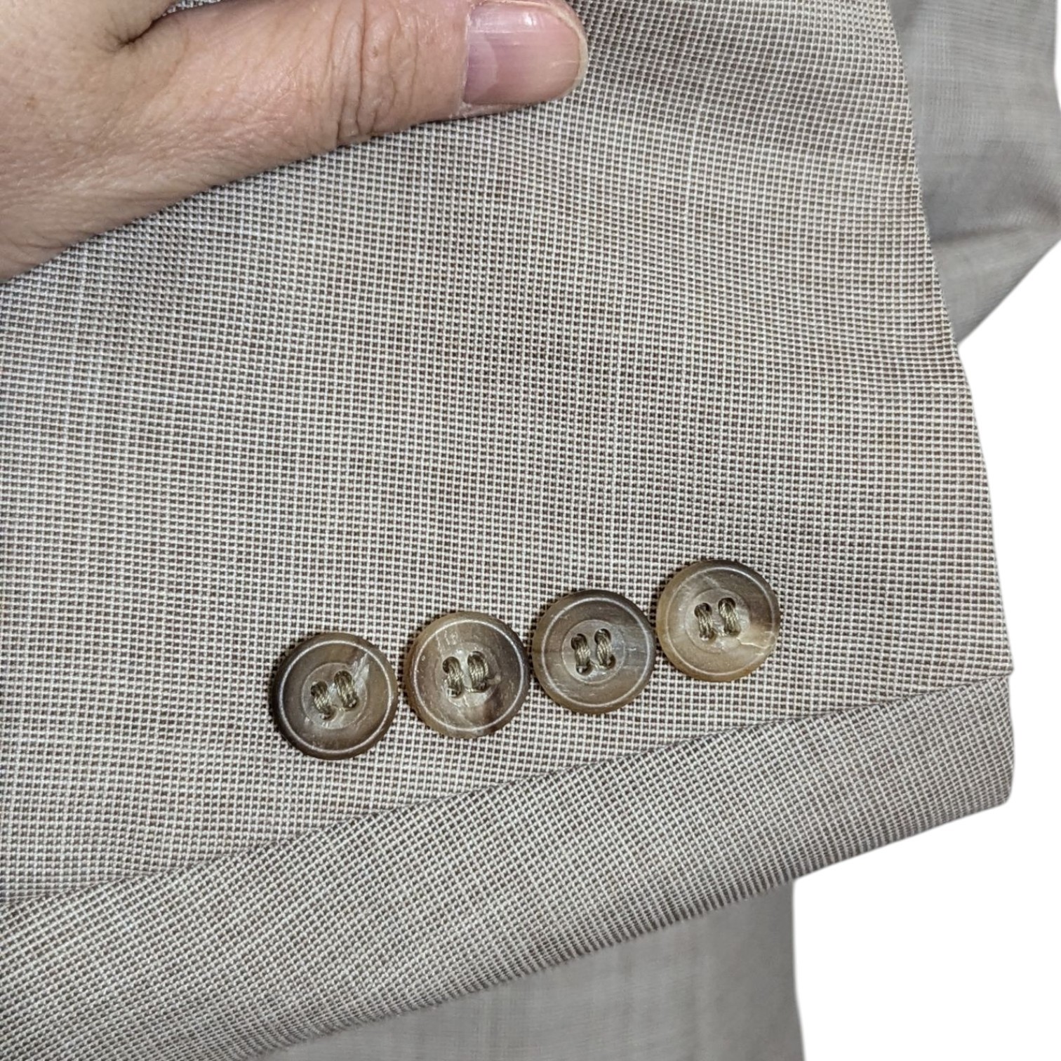 Vintage Chaps By Ralph Lauren 3-Piece Suit Tan Crosshatch Preppy Old Money Rich