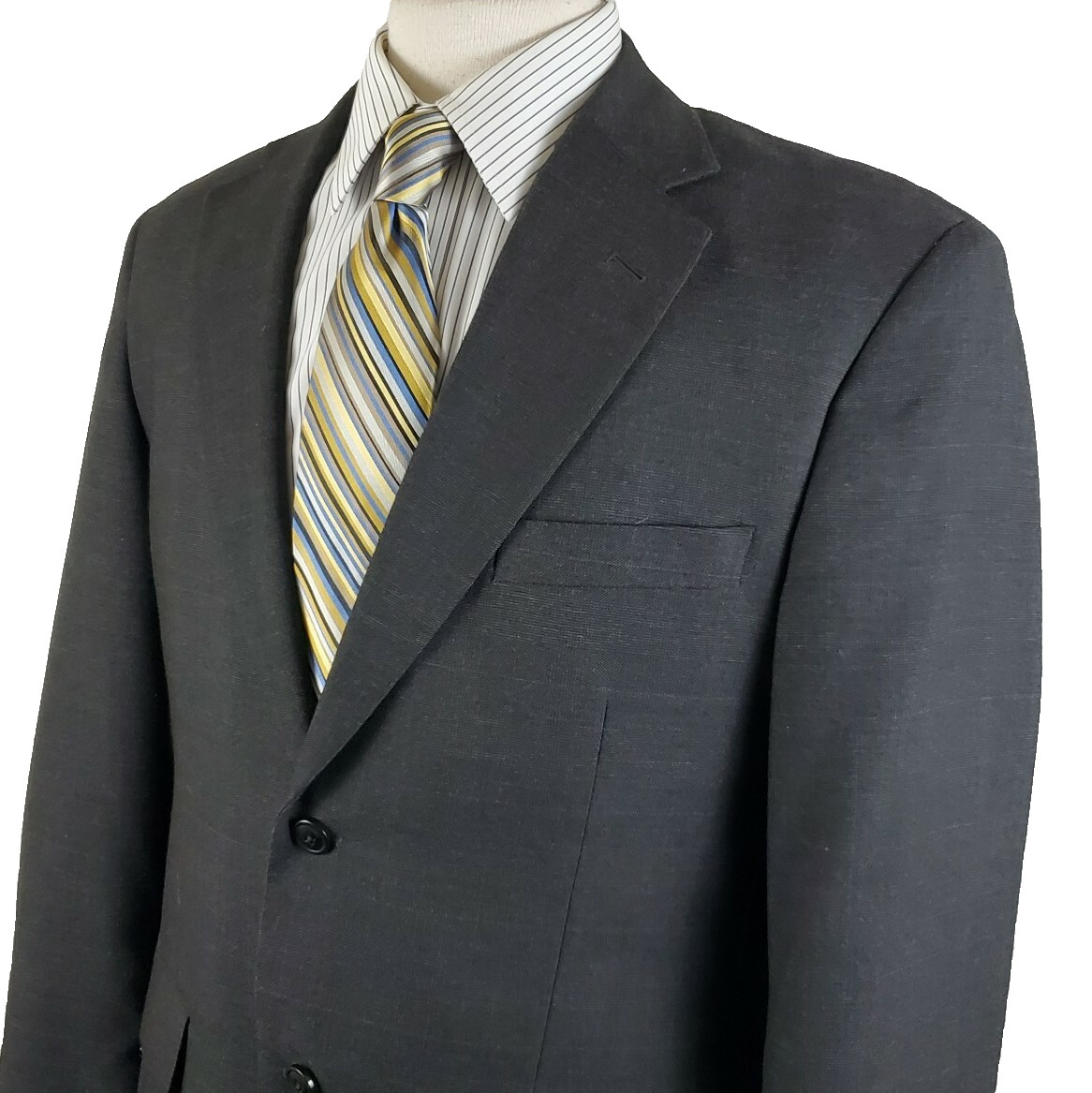 Haggar Charcoal Gray Sport Coat Jacket 40S Poly Rayon Blend, Two Button Blazer