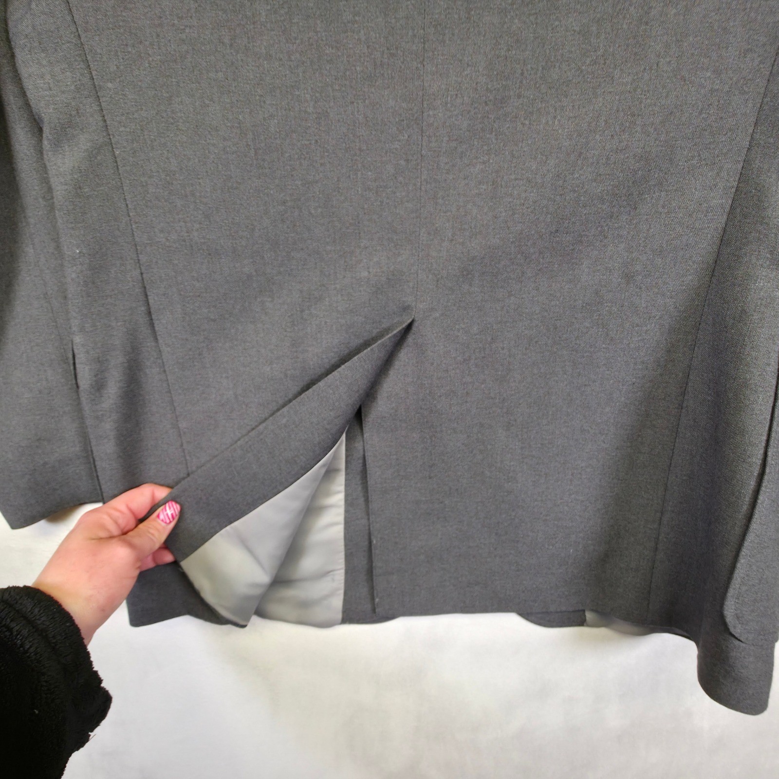 Mens Gray Blazer Jacket 38 Polyester Wool Blend Gold Buttons
