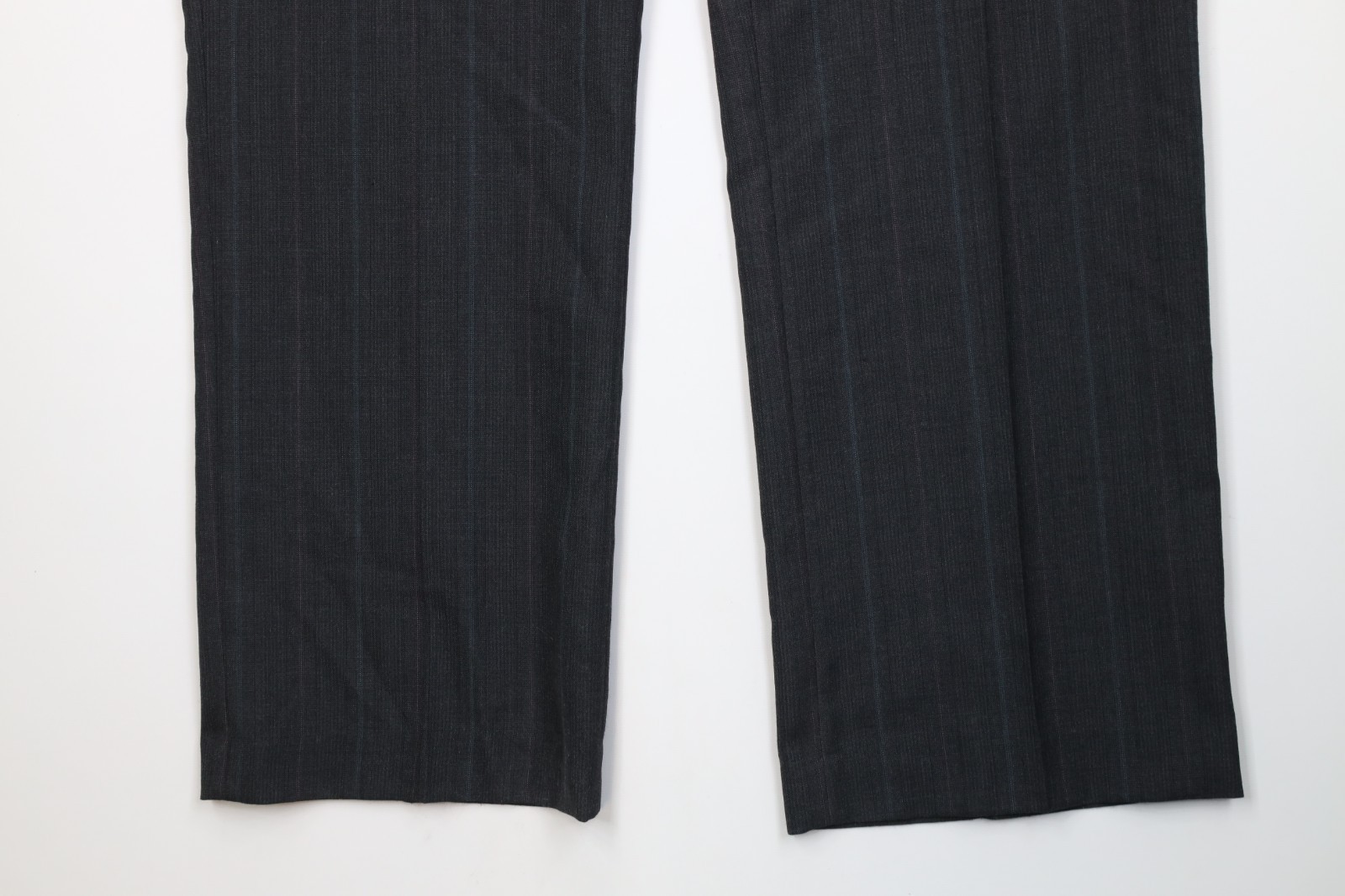 Vtg 90s Streetwear Mens 52L 2 Piece Wool Striped Suit Wide Leg Gray 44×32 USA