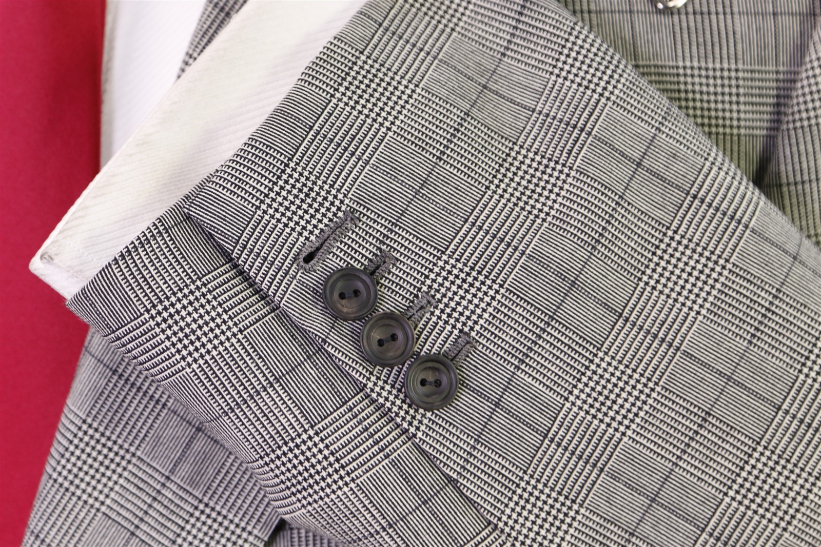 Edgar Pomeroy Bespoke Tan Black Plaid 2-Btn Handmade Wool Suit 38S