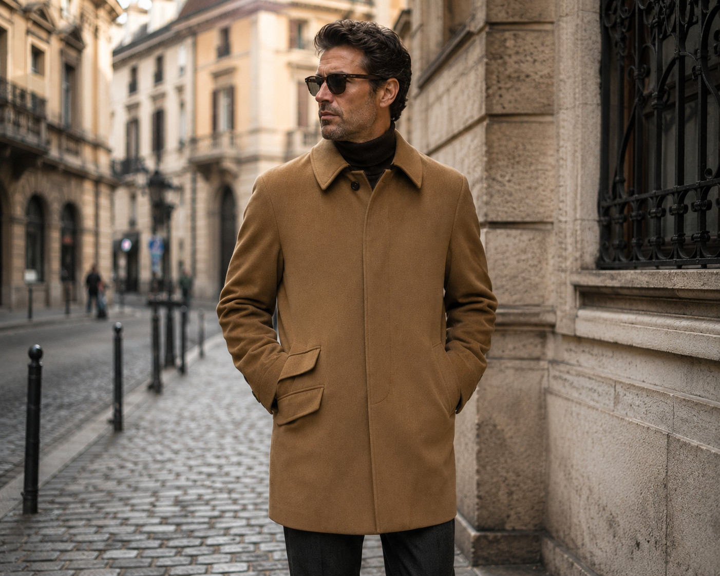 Corneliani Italy Men’s US 44 EU 54 Wool Blend Overcoat Bronze/Brown Car Coat