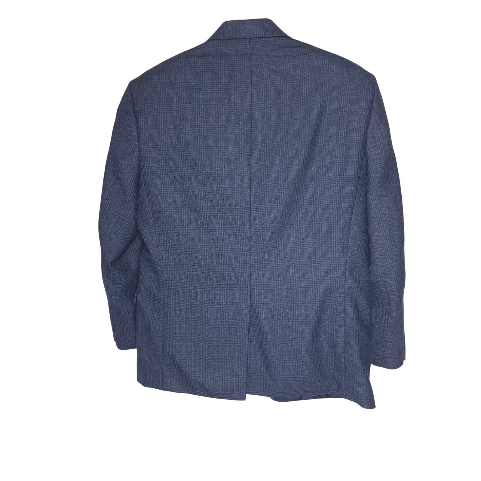 Lauren Ralph Lauren Mens 40S Navy Blue Glen Plaid 100% Wool Blazer Sport Coat