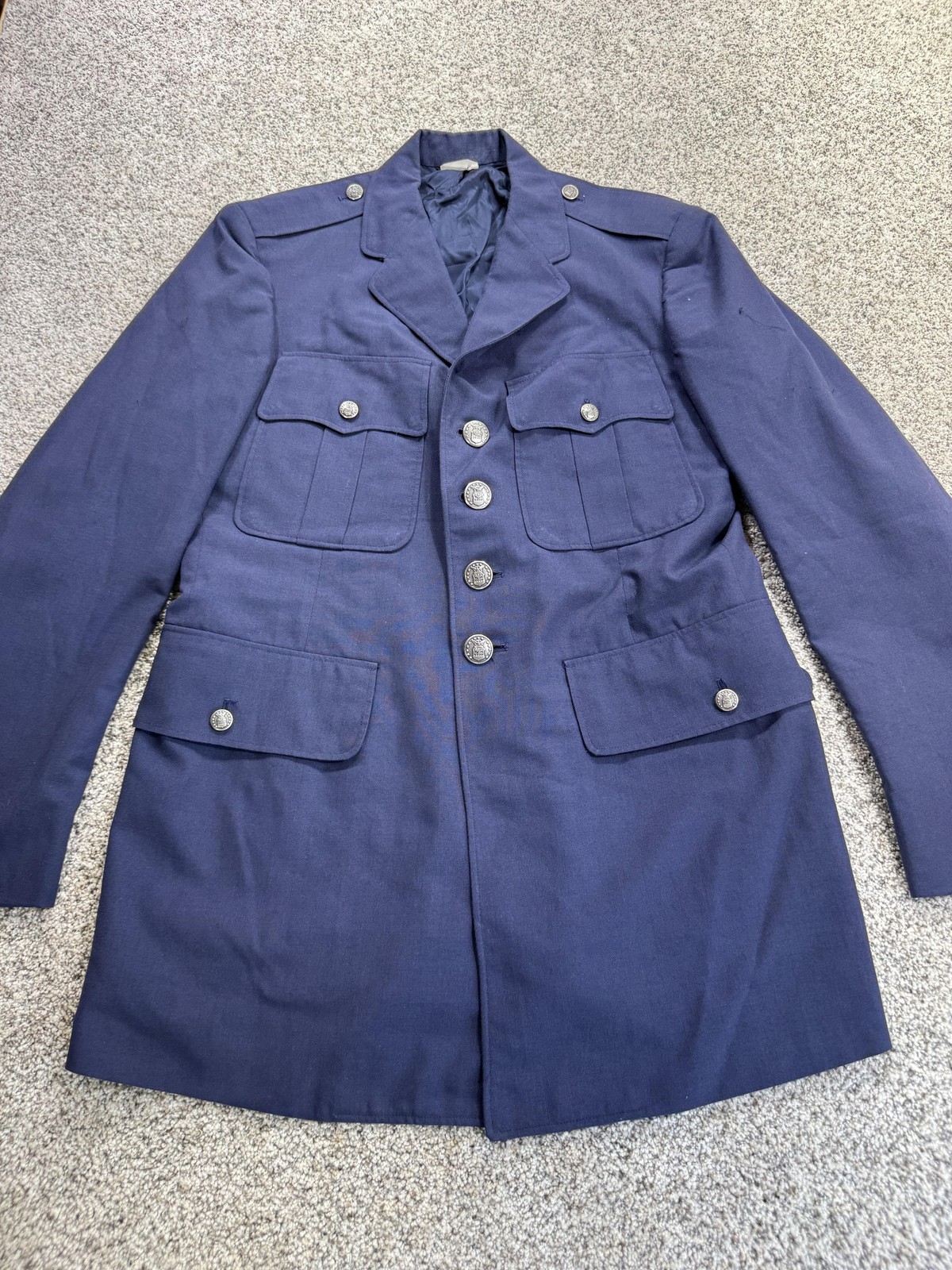 Vintage US Air Force Blazer Mens Large Blue Uniform Jacket Petti 70s Dress Blue