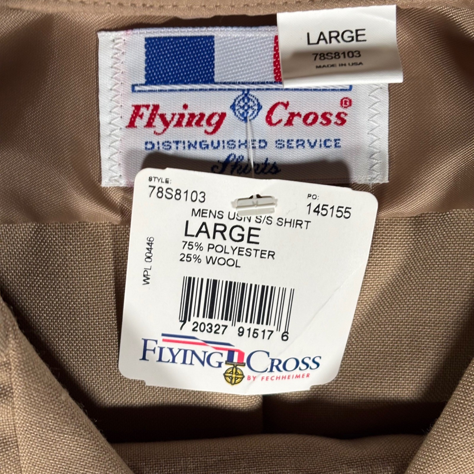 Flying Cross USN Uniform Set Mens L 40XL Tan Shirt Pants Wool Blend NEW VTG Prop