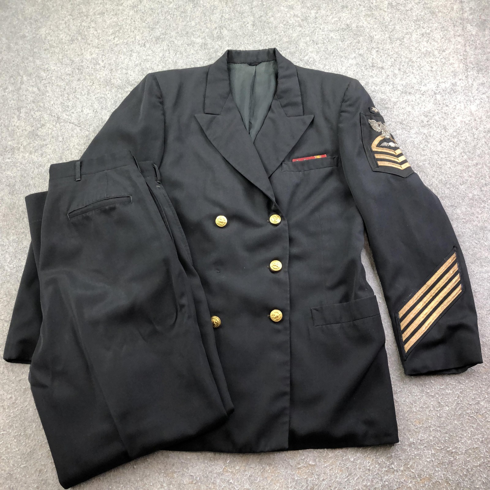Vintage Militray Uniform Mens 38 34×30 Black 2 Piece US Navy Dress Uniform