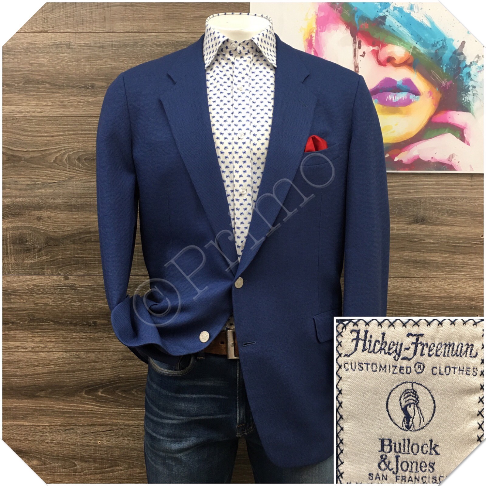 VINTAGE HICKEY FREEMAN Mens Blazer Sport Coat Casual Jacket Size 46L Wool Suit