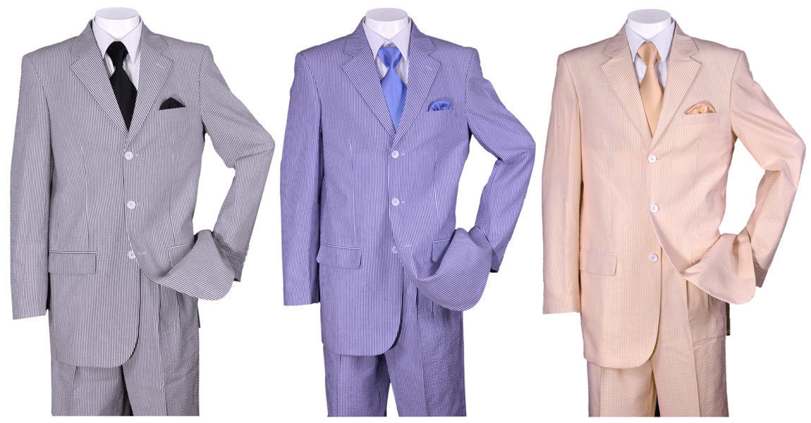 MEN’S SEERSUCKER SUIT STRIPED THREE COLORS DESIGN BY FORTINO LANDI SK802