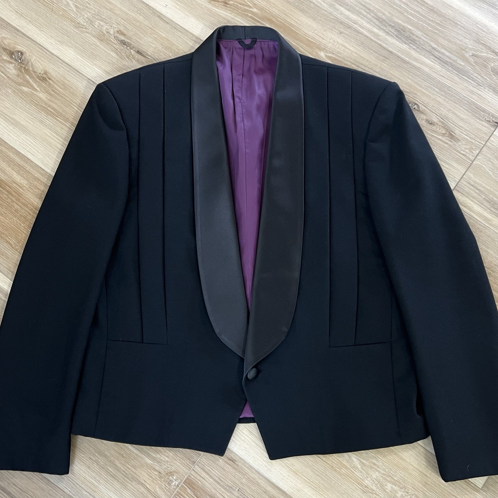 Vintage 23 Night Michael Jordan Tuxedo Jacket 43R Black Formal Purple Lining 90s