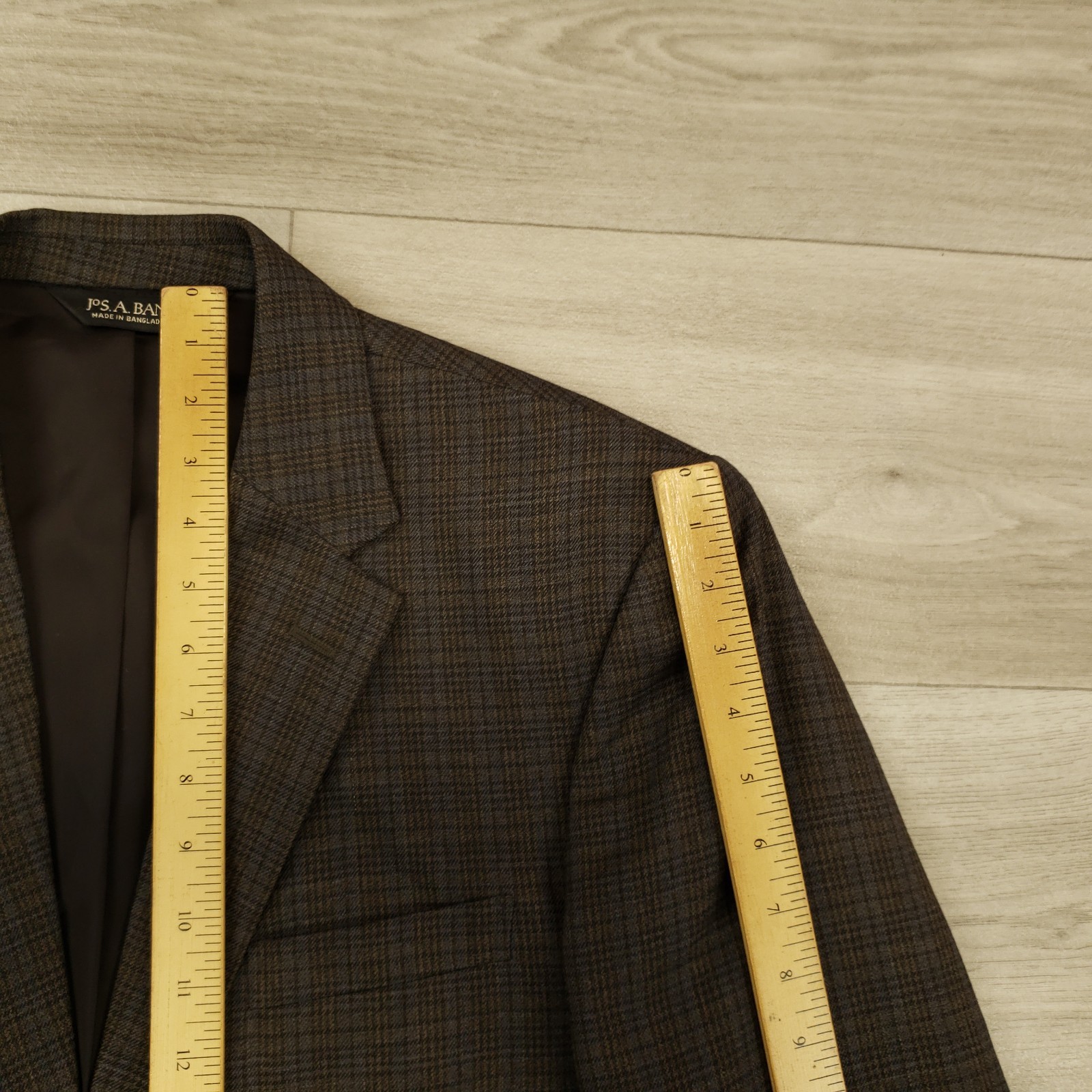 Jos A Bank Travelers Sport Coat Men’s 41L Wool Brown Plaid 2 Btn Dual Vent NEW