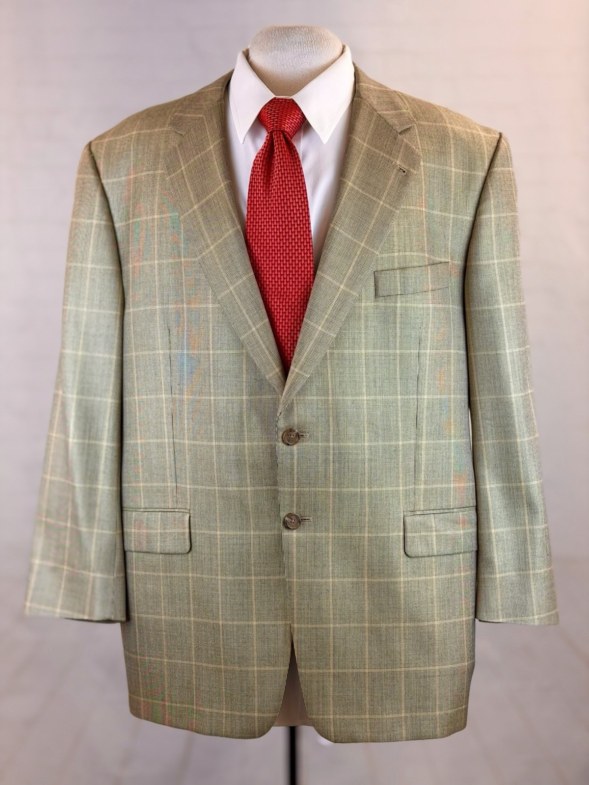 Fall Winter Burberry USA Men’s Beige Plaid Silk Wool Blazer 46R $3,895