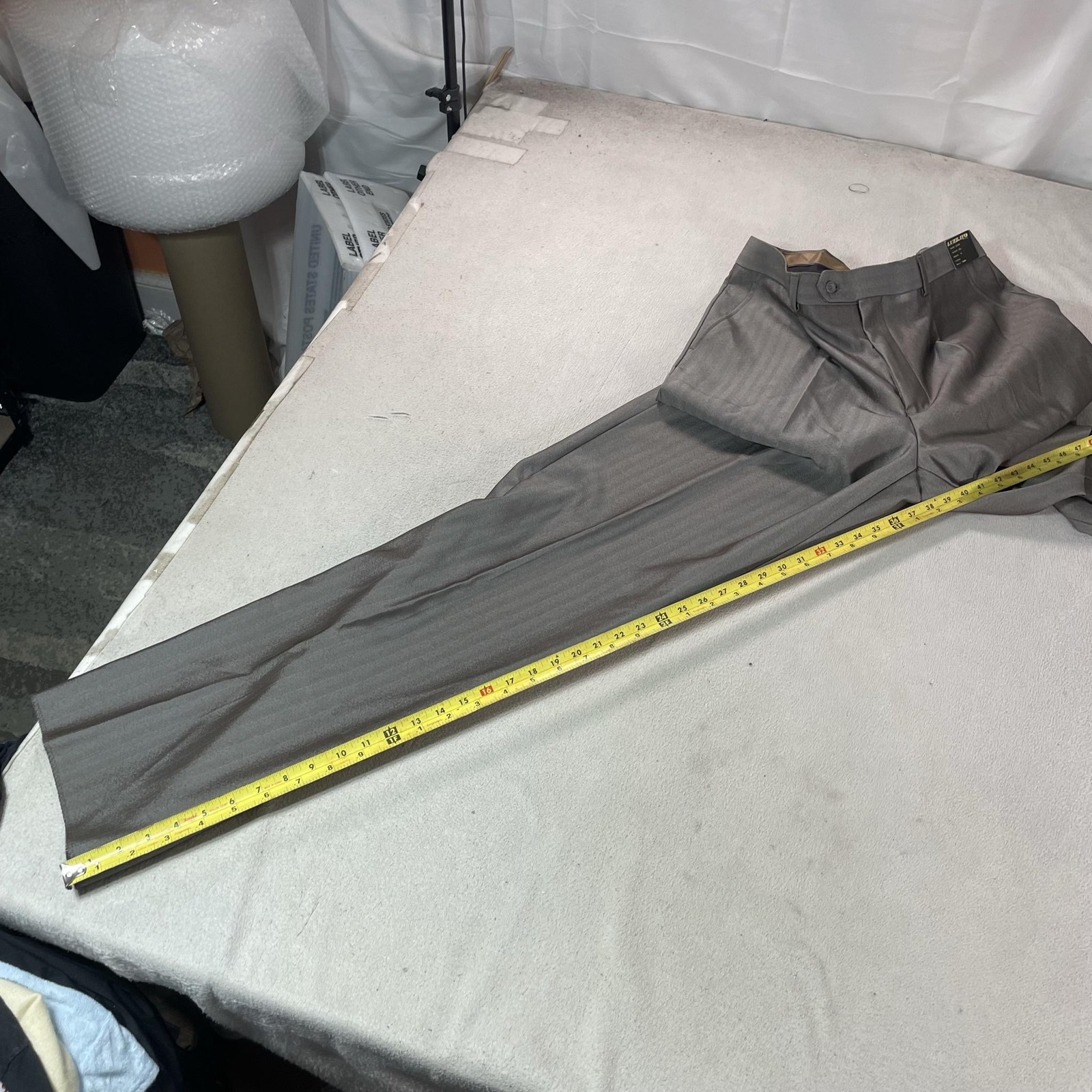 Luzzato Suit Set Mens 42 L Gray Striped 3 Piece 35L Pants Wedding Formal New