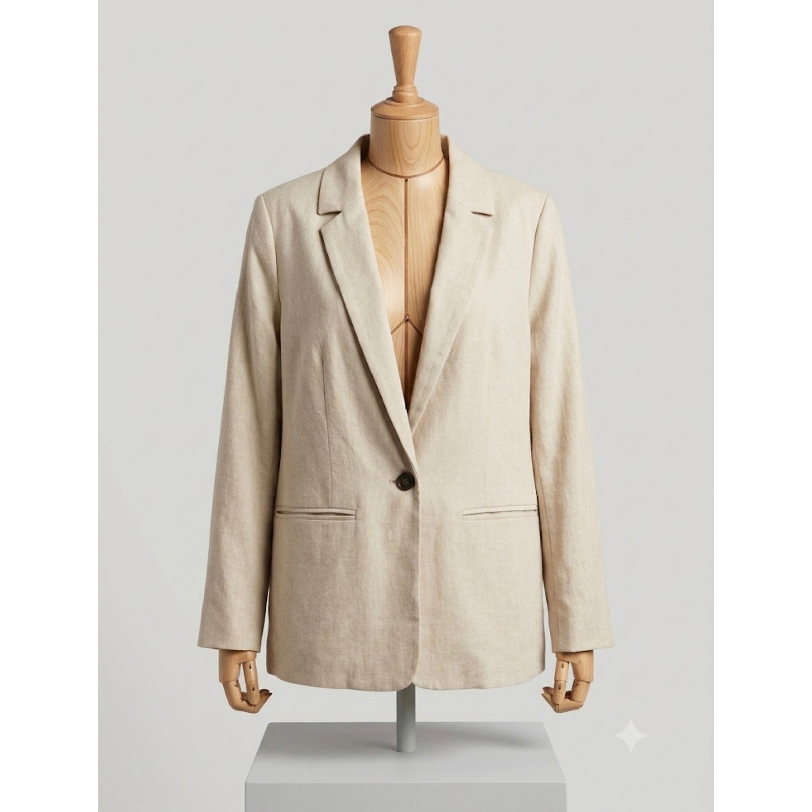 Old Navy Mens XL Linen Blend Blazer Sport Coat Beige Beachy Wedding Lightweight