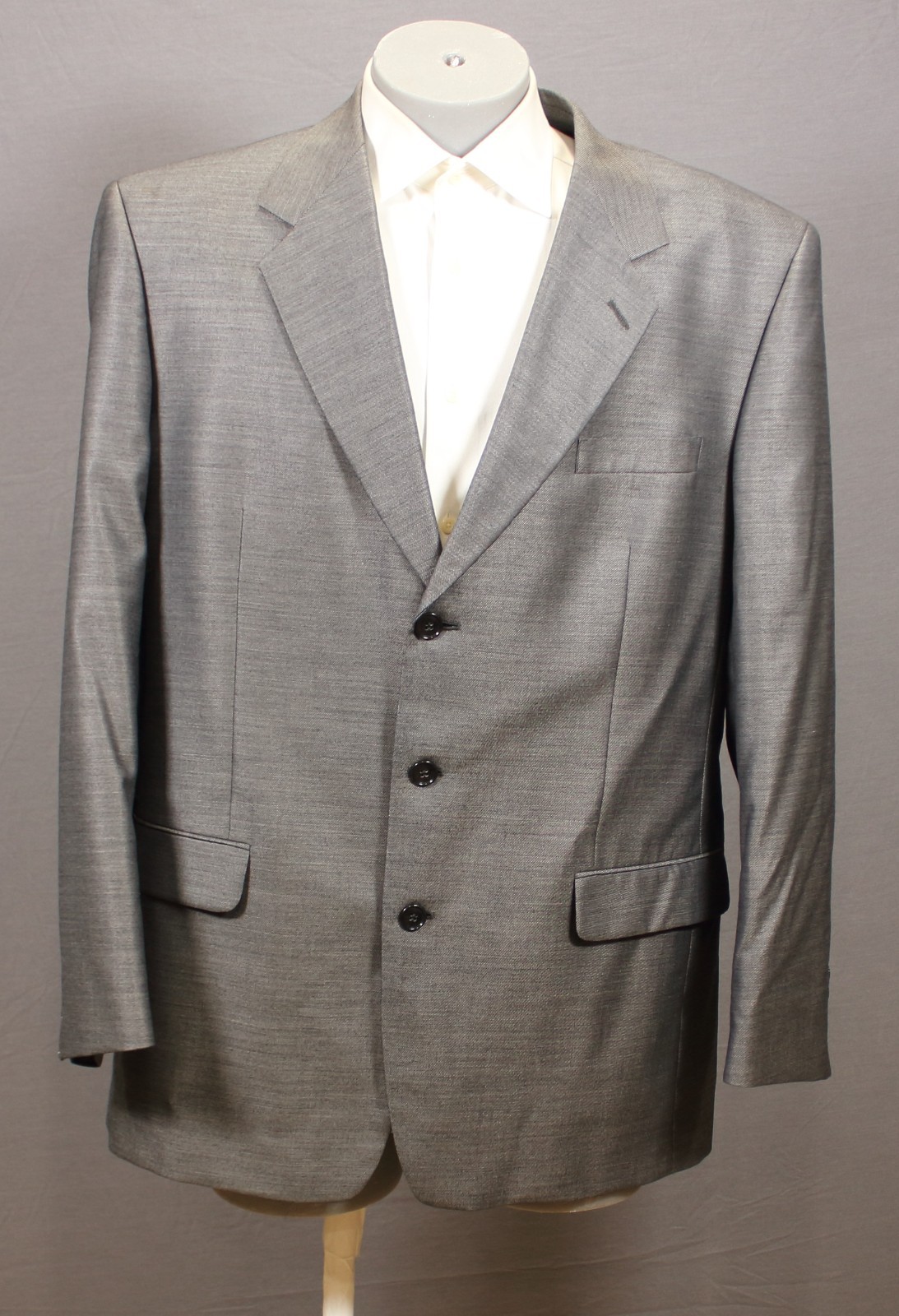 Jones New York Mens Gray Wool Silk Blend 2 Piece Suit 46L Pleated 36″ Waist