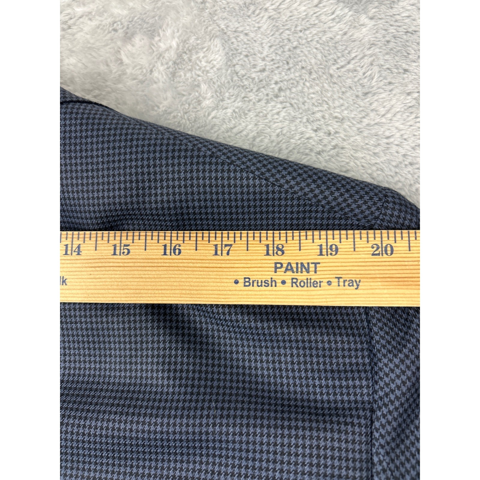 Hart Schaffner Marx Men 43L Navy Blue Micro Houndstooth Two Button Blazer Jacket