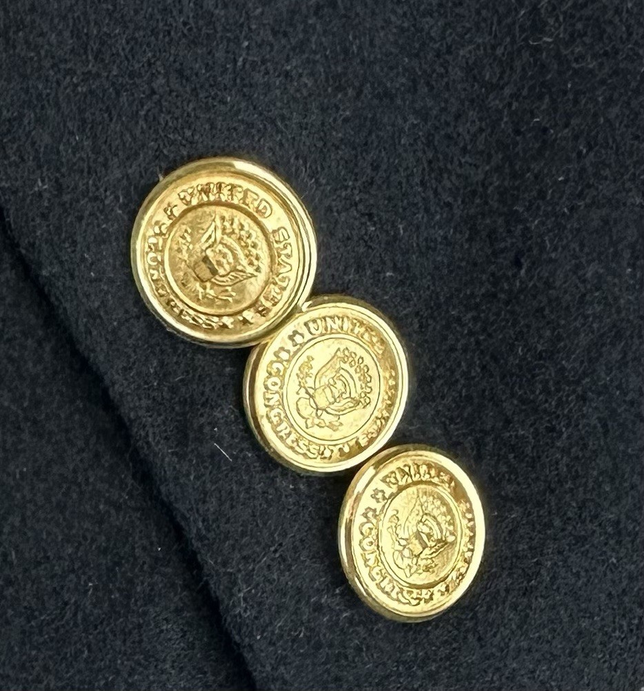 US Congress Jacket Men’s 48L Black 70% Wool 30% Cashmere Blazer Gold Buttons