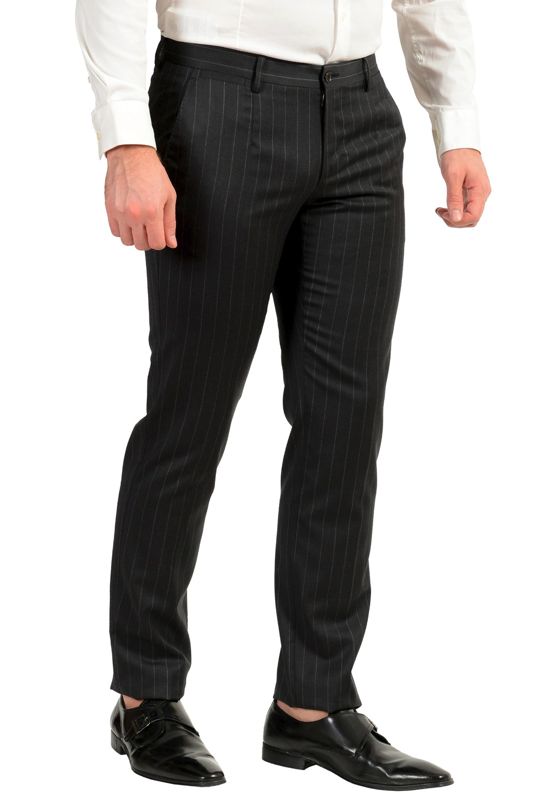 Dolce & Gabbana Men’s Gray 100% Wool Striped Three Piece Suit US 38 IT 48