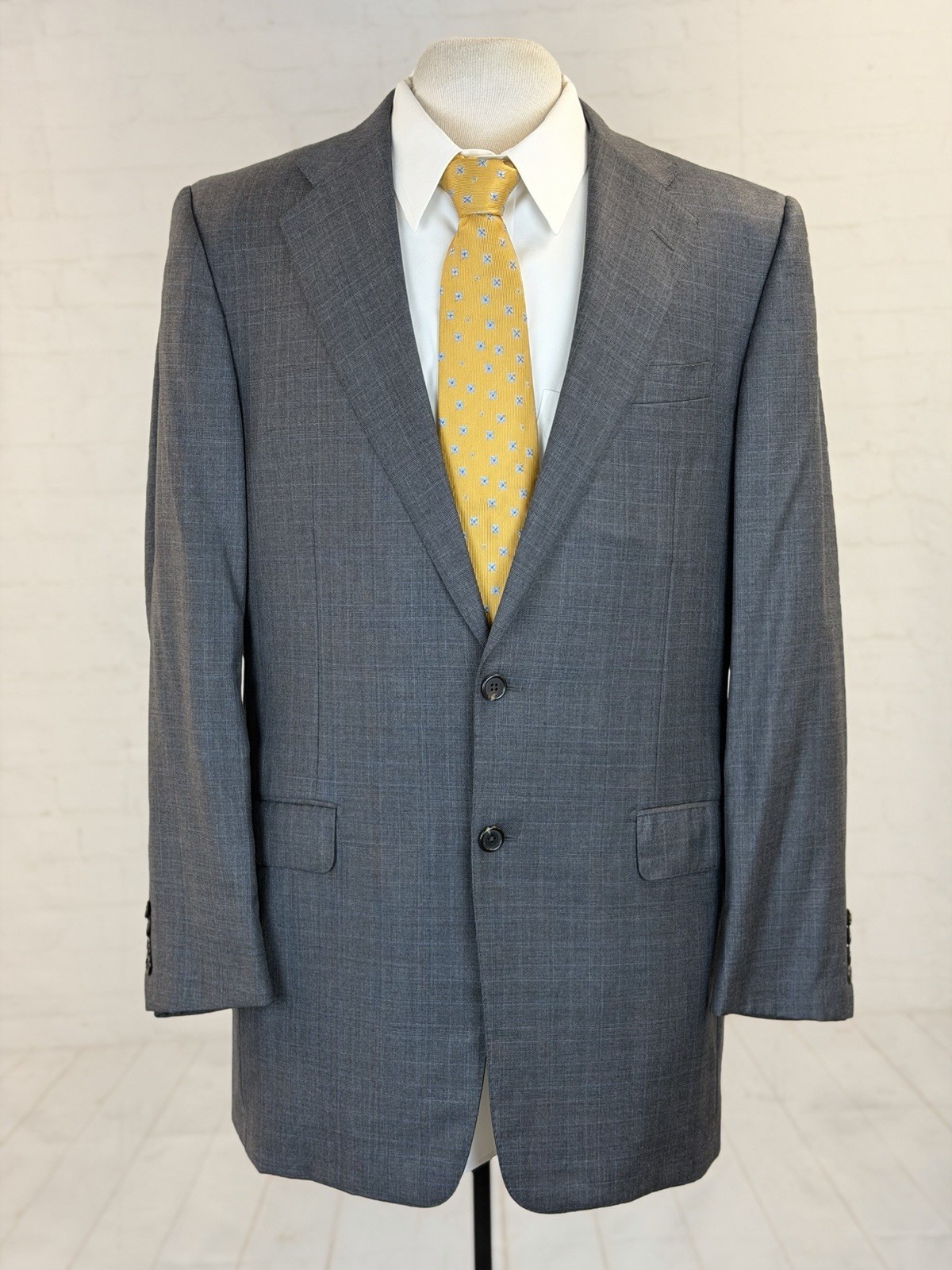 Hickey Freeman USA Men’s Dark Gray Plaid Wool Suit 41L 36X30 $1,295 Two Button